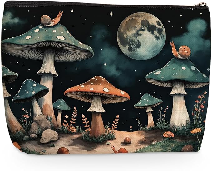 Mushroom Makeup Bag, Mushroom Gifts Travel Makeup Case Cosmetic Bags | Portable Pouch Purse Travel Essentials Toiletries Accessories, Christmas Birthday Gifts for Women