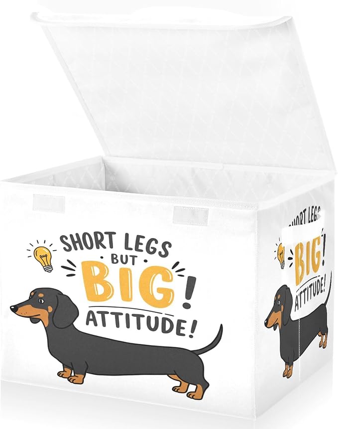 Dog Canine Storage Bins with Lids Closet Bedroom 40L Storage Basket | Decorative Storage Boxes, Foldable & Stackable, Dust-Proof Flip Top, Reinforced Handles, For Home & Dorm, Clothes & Toy Box