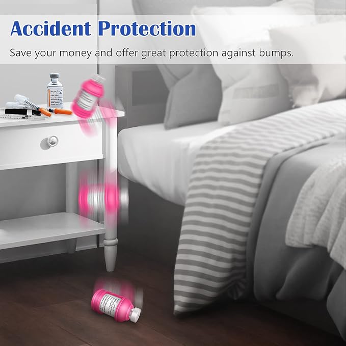 MEDMAX Insulin Via Bottle Protector Case for Diabetic, Silicone Protective Sleeve Holder for Most 10ML Insulin Vials, 2 Pack (Short Magenta)