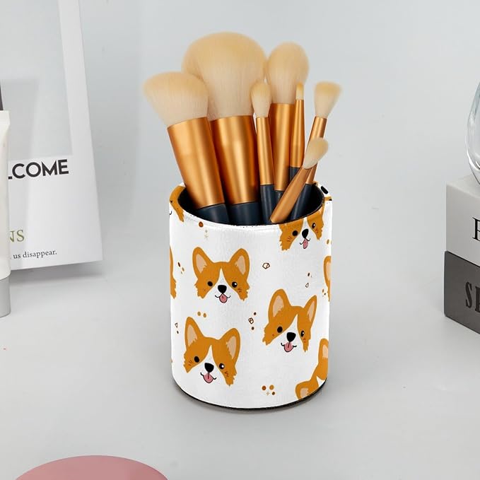 Cute Corgi Pen Holder, Pencil Cup Marker Brush Holder Desk Storage Case, Desktop Organizer for School Office Home Supplies