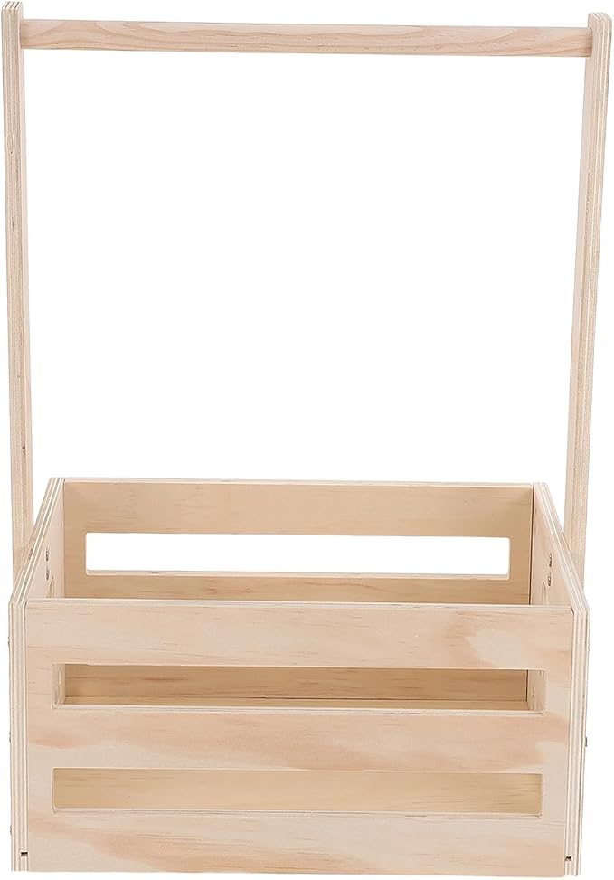 Dog Wardrobe Organizer - Wooden Pet Garment Rack with Handle & Storage Basket - Cute Crate Closets for Dog/Cat/Doll Clothes Toys and Accessories, 20x13.5x9inch