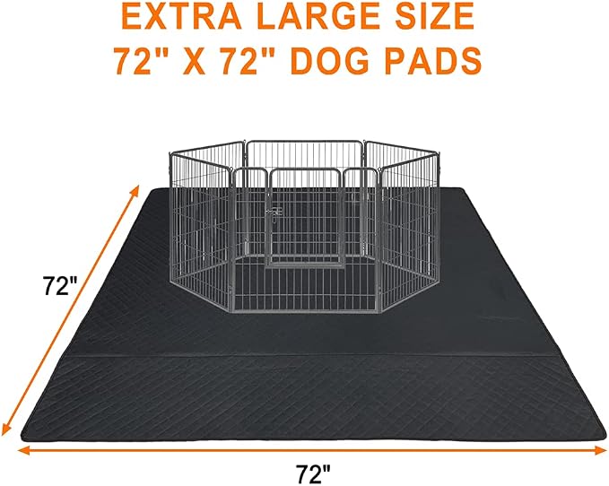 Washable Pee Pads for Dogs 72"×72" Reusable Puppy Pads Extra Large, Waterproof Pet Training Pads Leakage Non-Slip, Dog Pee Pads Whelping Pads for Playpen, Crate, Sofo, Car, Bed