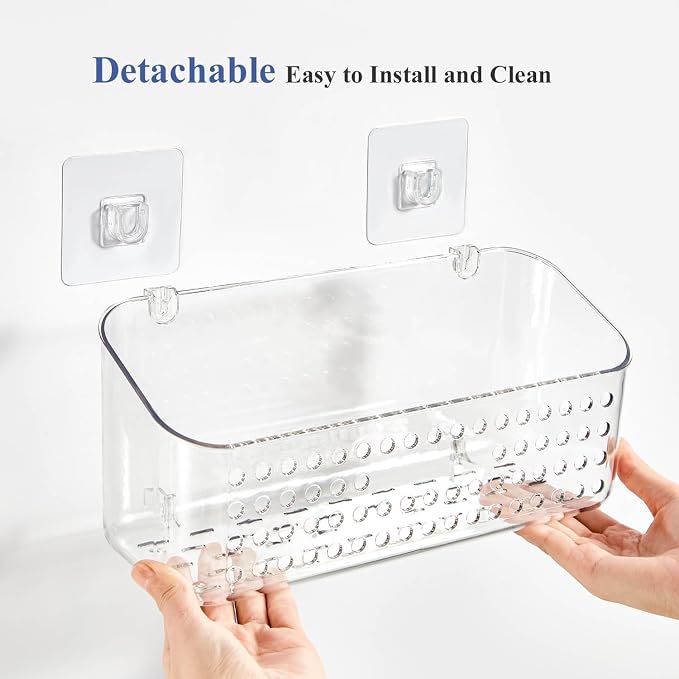 Bath Toy Storage 2 Pack, Large Bathtub Toy Holder Shower Caddy for Bathroom | Clear Bathtub Toy Organizer, No Drill Shower Organizer, Quick Dry Bath Tub Toy Net Basket Bin for Baby Toddler Kids