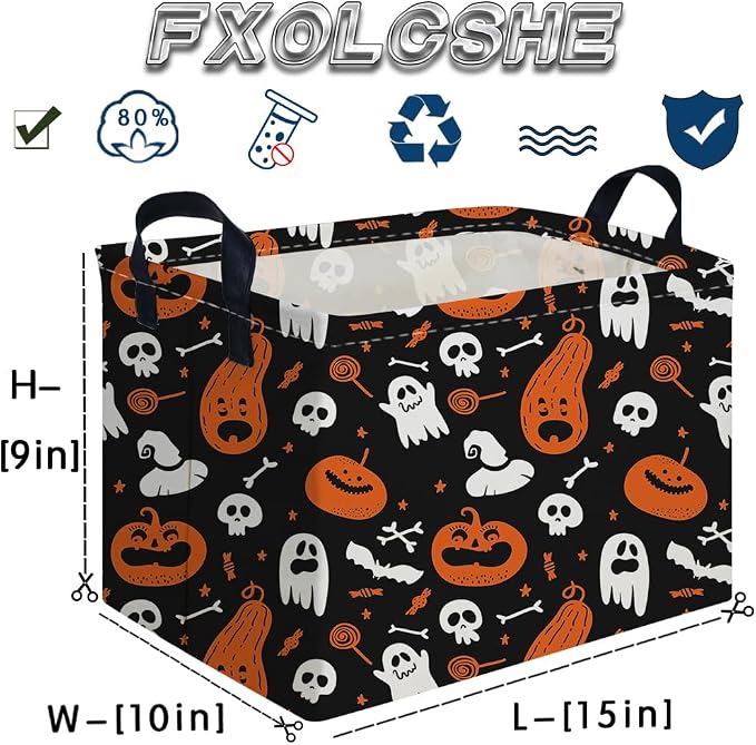 Halloween Ghost thriller basket,Empty Halloween basket,Horror and thriller decor,Trick or Treat Box for Boys and Girls,Horror decor(Cute pumpkin)