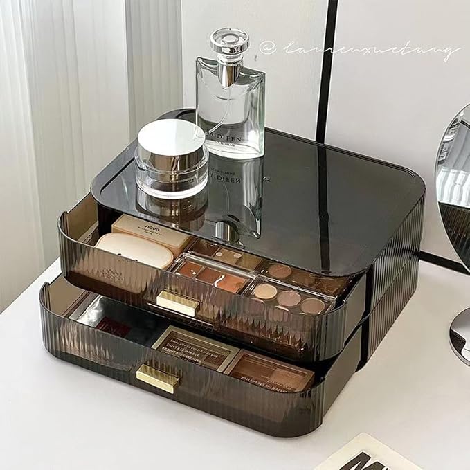 Stackable Makeup Storage Drawers, Bathroom Counter Organizer. | Drawers Can be Stacked, Cosmetic Display Case, Ideal for Make Up, Skincare, Perfume; Suitable for Dresser Top, Vanity
