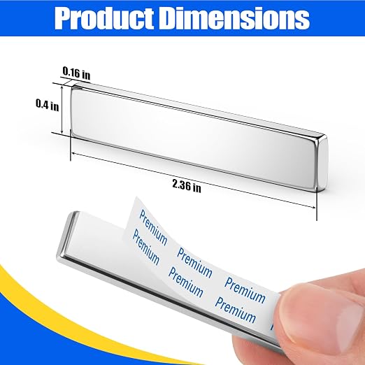 FINDMAG Rare Earth Magnet Strips with Adhesive Backing, 10 Pack, 60x10x4mm | Strong neodymium bar magnets with a flat bar shape; for wall signs, cabinet doors, posters, tool storage and garage setups