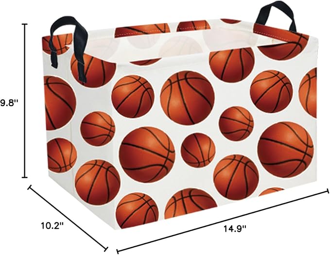 Essme Rectangular Basketball Baskets Storage Box, Storage Bins Organizer with Handles for Room Decor, Shelf Basket.(Basketball Basket)