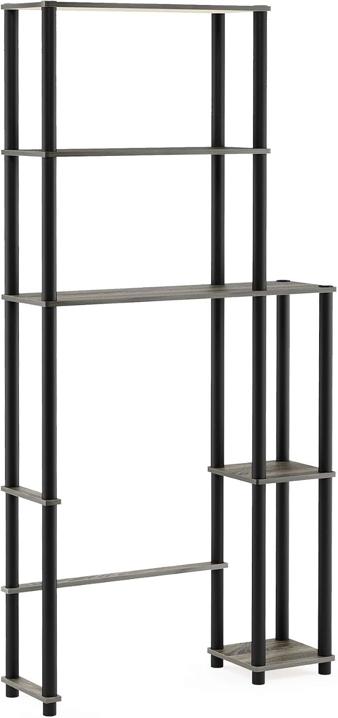 5-Shelf Toolless Assembly Over The Toilet Organizer, Freestanding Space Saver Bathroom Shelf, Over The Toilet Storage, for Bathroom Organizers and Storage, French Oak