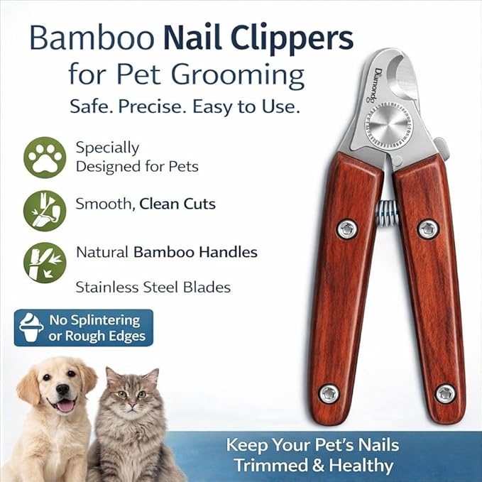 Diamondg Heavy Duty Dog Nail Clipper and Trimmer with Full Length Hardened Steel and Wooden Handle