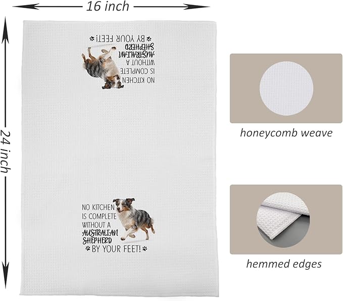 Australian Shepherd Dog Kitchen Towels Set - Australian Shepherd Gifts for Dog Lovers Women, Dogs Hand Towels Dish Towels Decor, 16x24 Inch,Set of 2