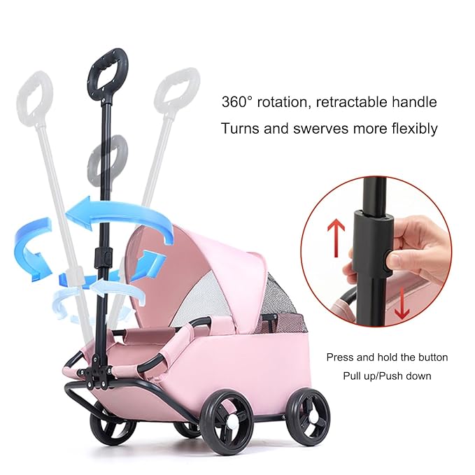 Portable Pet Carrier Frame for Small Pets Oxford Fabric Easy Storage Multi Use Small Strollers Portable Cats Compact Travel Cart Oxford Fabric Metal Frame Carrier