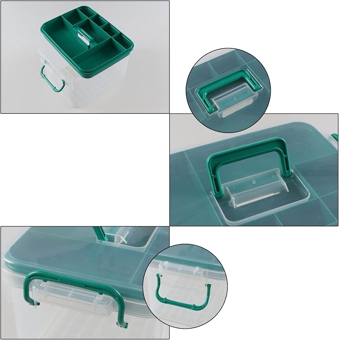 15QT Clear Medicine Organizer Box with Handle, Plastic First Aid Box | Medicine Container with Tray, Thickened Medicine Container Chest, for Home Organization Must, School, Dormitory, Travel, RV