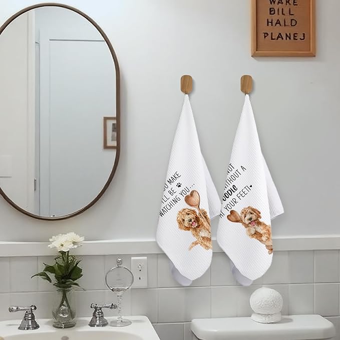 Goldendoodle Dog Kitchen Towels Set of 2,Dog Mom Gifts for Women, Goldendoodle Gifts Hand Towels, Gift for Golden Doodle Lovers Dish Towels Dishcloths Tea Towels for Kitchen, 16x24 Inch