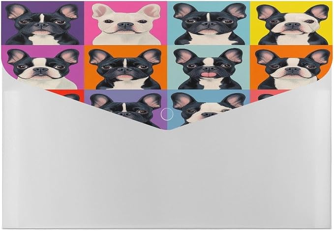 Folders with 6 Pocket Compartments, File Folder Easy to Carry, Waterproof French Bulldog Pet Accordion File Organizer