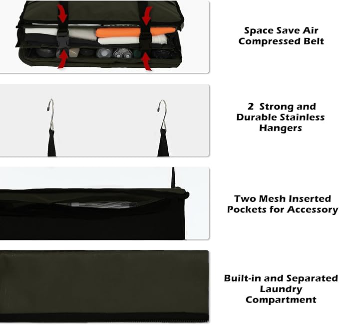 TABITORA Portable Hanging Travel Shelves Bag Packing Cube Organizer Suitcase Storage Large Capacity
