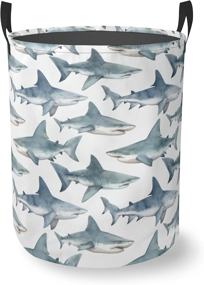 Laundry Hamper Foldable Oxford Cloth Shark Laundry Basket With Handle Portable Clothes Storage Organizer Basket Storage Bag For Laundry Room/Bedroom/Bathroom