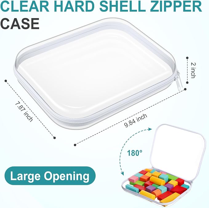 Ceenna 2 Pcs Clear Zipper Case Hard Shell Pouches,2 Large | Multiple Sizes Plastic Makeup Bags Pencil Case Organizer Diaper Bag Pouches Clear Travel Toiletry Bag for Women
