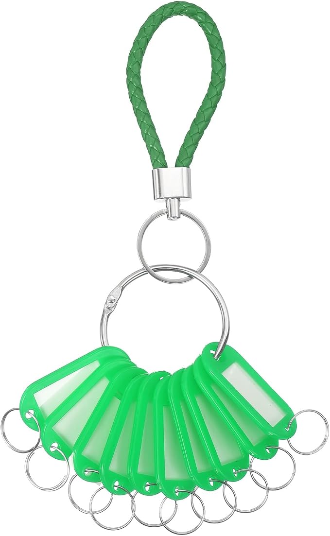 PATIKIL Key Tags with Labels, Key Organizer Keychain Markers Tags Holder with Bold Steel Ring and Braided Strap for Office