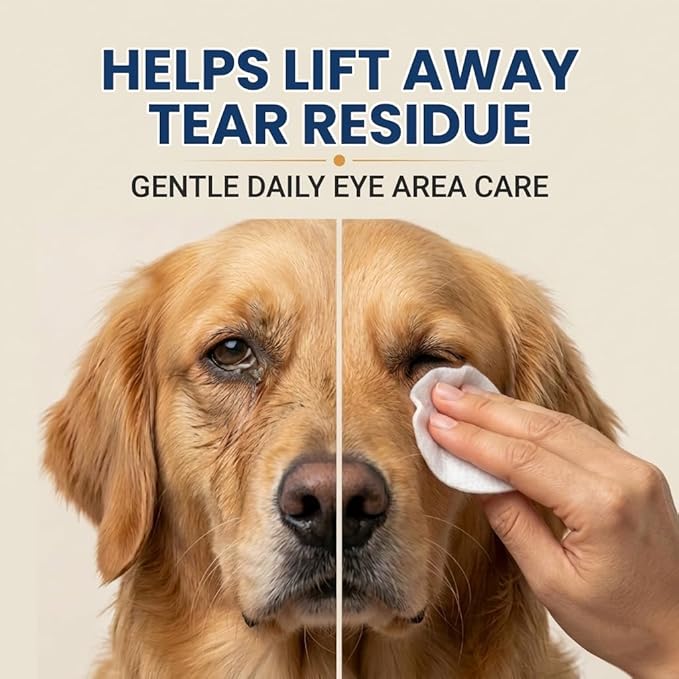 Dog Eye Wipes - 200 Count Pet Tear Stain Wipes for Dogs and Cats, Soft Round Pads for Daily Eye Cleaning Discharge Crust Debris