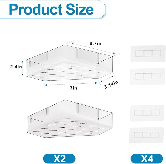 Natheeph Bath Toy Organizer 2-Pack Large Capacity Bath Toy Storage Holder | Space-Saving Corner Shower Caddy for Bathroom & Kitchen, Clear Holder for bath/kitchen items, Quick-Drying Holes