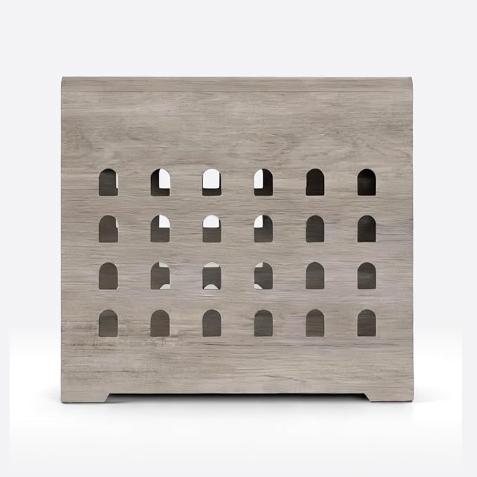 Modern Dog Crate Furniture with Charging Station Medium Kennel Indoor with Flip-up Hidden Acrylic Door for Small and Medium Breeds up to 50lb Wood Pet End Side Table Cage, Grey