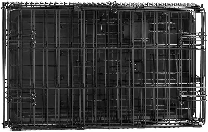 Amazon Basics Portable, Foldable Metal Wire Dog Crate with Removable Tray, Single Door, Divider Panel, Collapsible for Travel, 22 x 13 x 16 in, Black