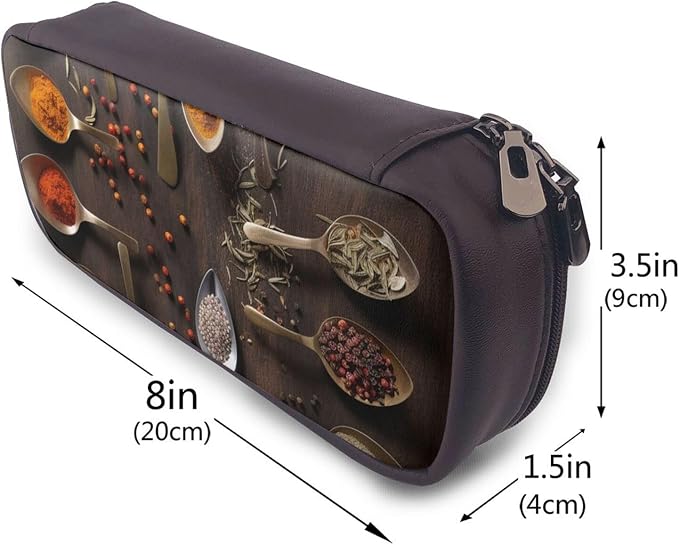 Leather Pencil Case Organizer Big Capacity Pencil Pouch Storage Bag With Compartments Cute Pencil Bag Various Spices Pen Box Portable Cosmetic Makeup Bag Organizer