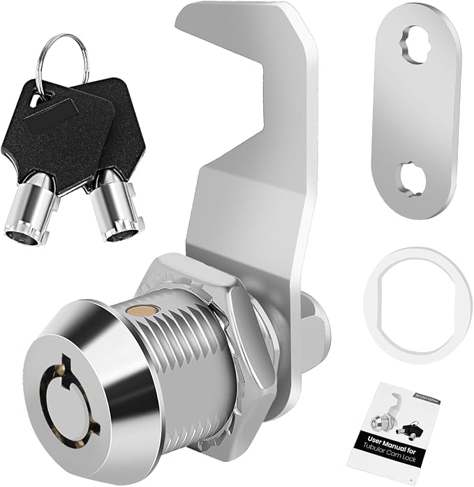 Cylinnda 5/8' Cabinet Cam Lock Keyed Alike, Hook Cam, Tool Box Lock for RV Storage Compartment Door Tool Cart Mailbox with Manual, Zinc Alloy (1 Pack)