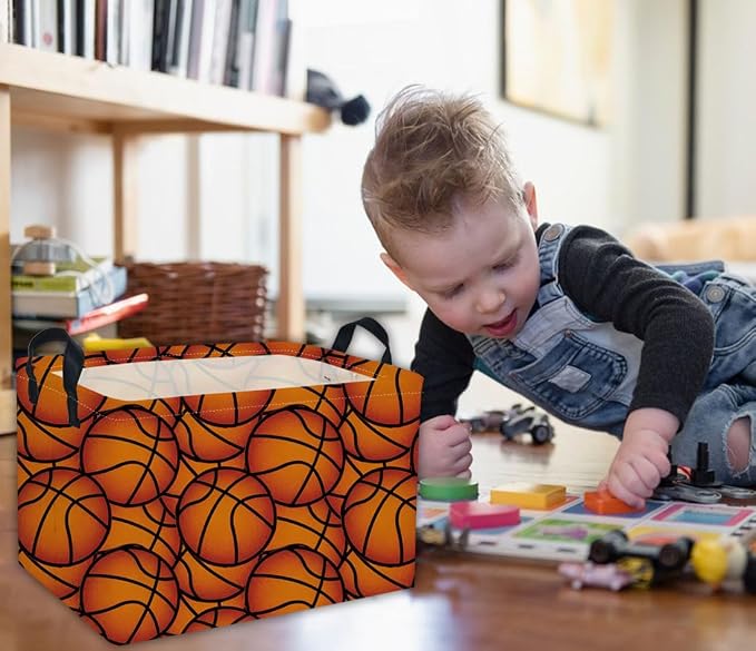 Rectangular Basketball Baskets Gift Basket Empty Kids Storage Bins Baby Boy Basket Kids Toy Storage Bin Organizer Box Basketball Room Decor for Home(Basketballs)