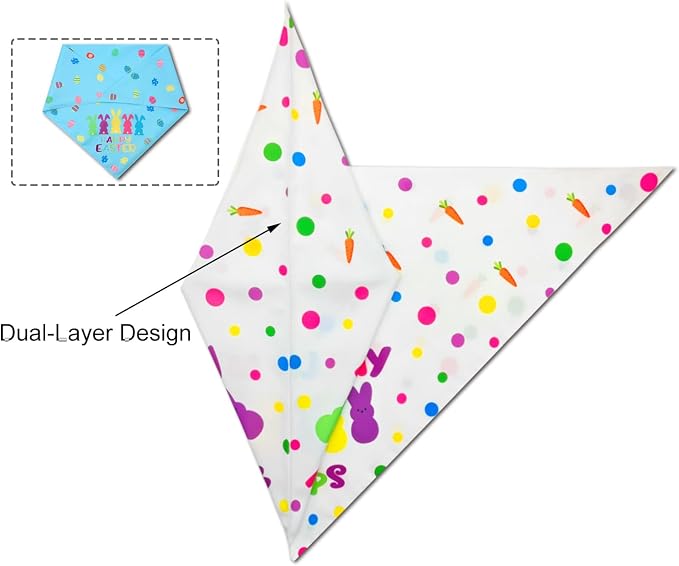 Easter Dog Bandanas 2PCS-XLarge,Adjustable Holiday Party Pets Rabbit Easter Egg Outfits,Triangle Reversible Pet Scarf for Boys and Girls,Dog Costume Gifts for Extra Large Dogs
