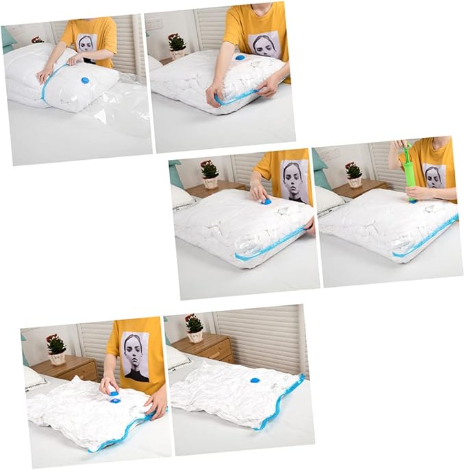 Zerodeko Vacuum Storage Bags Compression Organizer for Clothes Blankets Duvets Space-saving Sealed Storage for Home and Travel
