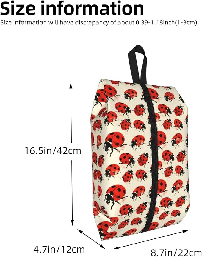 Ladybird Travel Shoe Bag for Men & Women, Waterproof Shoe Storage Organizer with Zipper, Portable Shoe Pouch for Sneakers, Heels, Sandals, Gym & Travel Luggage 2PCS