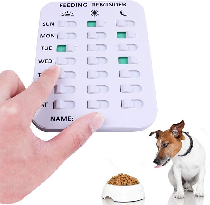 Pet Feeding Reminder for Dogs Cats - Magnetic Sticker 3 Times A Day Indication Chart Feed Your Pets, Magnets and Double Sided Tape, Did You Feed Your Dog Cat Fish Kid?