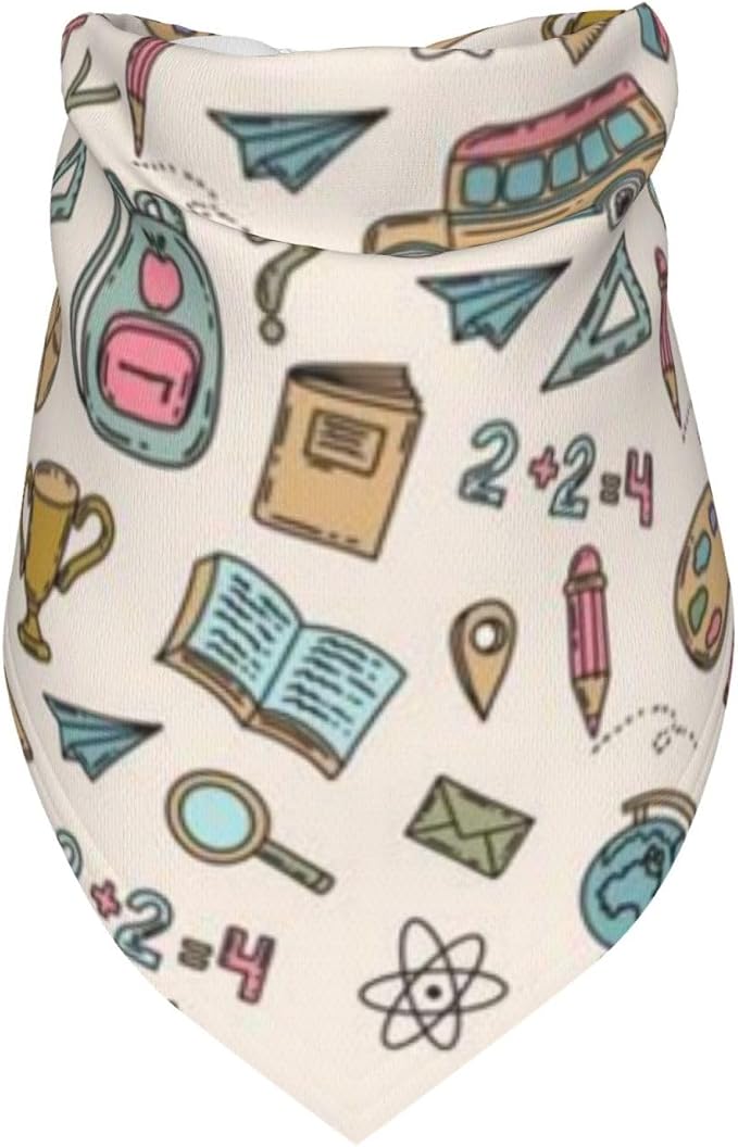 Teacher's Pet Dog Bandana,Funny Bandana Gift,Photo Prop Accessories for Dog Lovers Owner Gift,Triangle Reversible Fall Scarf, Adjustable (Khaki)