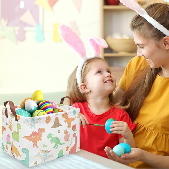 Rectangular Easter Dinosaur Basket,Waterproof kids toy storage box bedroom,Dinosaur Storage Box,kids laundry Basket,Easter Room Decor,Nursery Hamper,Gift Baskets(Dinosaur)