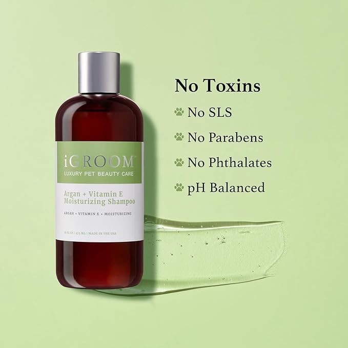 iGroom Argan+Vitamin E Dog Shampoo, Groom Like a Professional, Enhanced Cleaning Power, Recommended pH Balance, Made in USA, Gallon