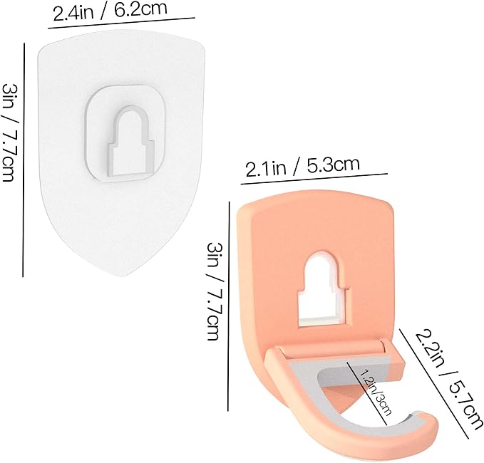 Broom Holder Wall Mount Self Adhesive, Broom and Mop Organizer Wall Hanging, No Drilling Anti-Slip Broom Hook Over Door for Home, Kitchen, Garden, Garage Storage (5-Pack, Coral Pink)