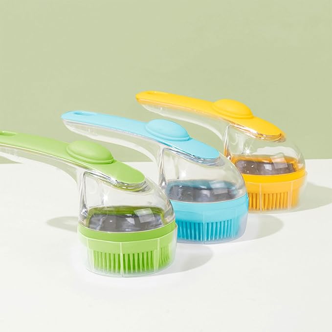 Pet Dogs Shampoo Dispenser Brush Cats Massage Comb Grooming Scrubber Shower Brush for Bathing Soft Silicone Bristles