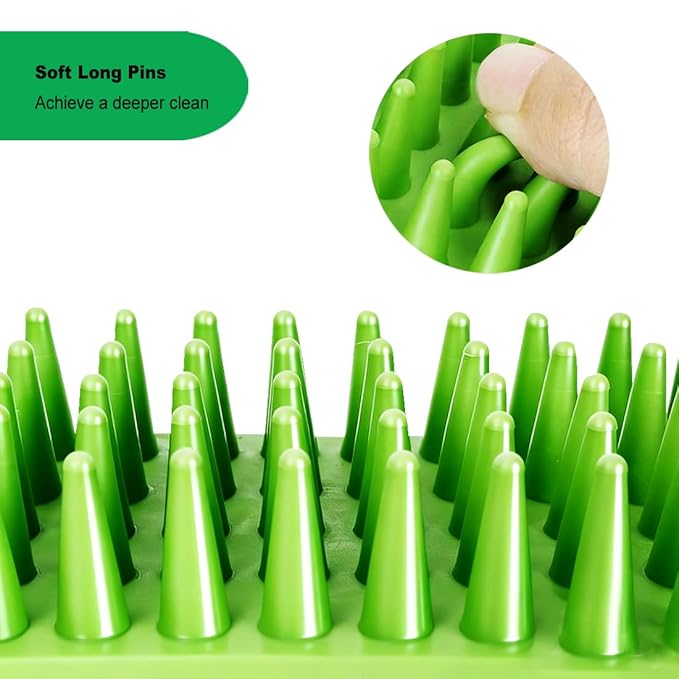 Rubber Curry Brush for Short Haired Dogs, Soft Curry Comb with Long Pins, Silicone Pet Brush, Use Wet as Bath Scrubber or Dry for Grooming Loose Hair