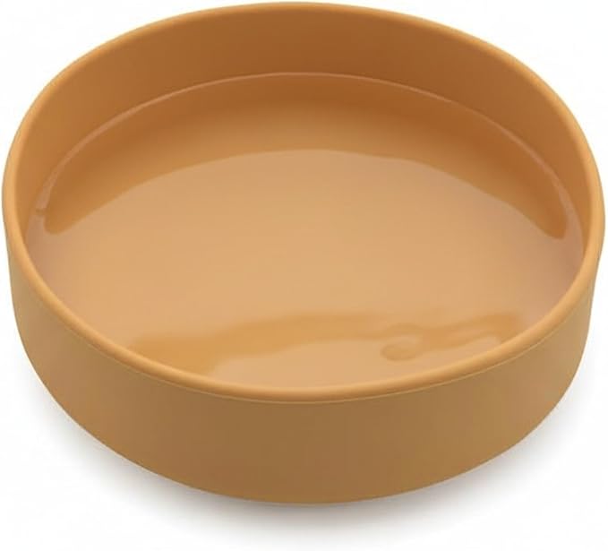 Should We Go? Dog Water Bowl - The Perfect Dish No-Spill, Less Mess Non-Tippable Water & Food Bowl, Pure Silicone with Suction Cup Fits 5 Cups 7.5" Across x 2.25" Tall Ideal for All Pets, Medium-Honey