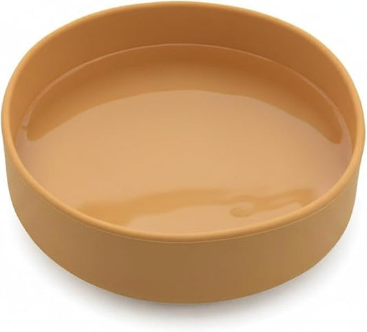 Should We Go? Dog Water Bowl - The Perfect Dish No-Spill, Less Mess Non-Tippable Water & Food Bowl, Pure Silicone with Suction Cup Fits 5 Cups 7.5" Across x 2.25" Tall Ideal for All Pets, Medium-Honey