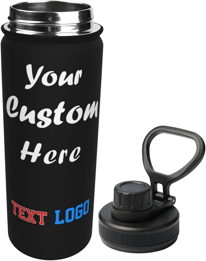 Personalized Water Bottle,18oz Sports Insulated Kettle,Add your photos text, Suit for Camping Backpacking School, Custom Gift for Dad Mom
