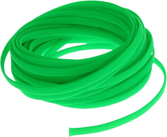 Heyiarbeit 10m/32.8ft PET Expandable Braid Cable Sleeving Flexible Wire Mesh Sleeve Fluorescent Green 6mm
