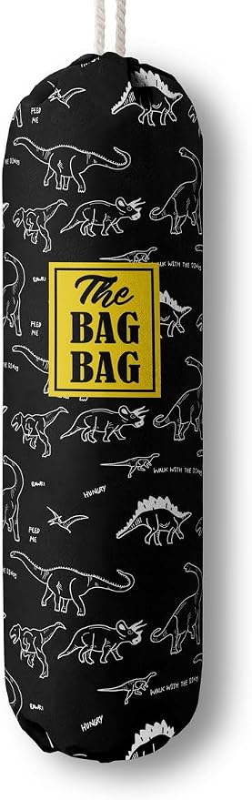 HiLus Dinosaur Pattern Grocery Bags Holder, Wall Mount Plastic Bags Storage Container Dispenser, Kitchen Organizer (H-18)