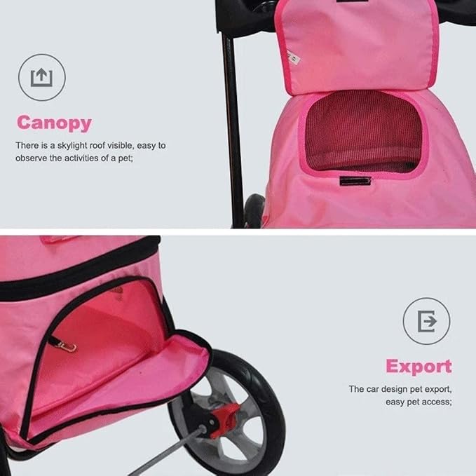 Double Dog Stroller Pet Travel Stroller Foldable Four-Wheeled Trolley Suspension Commutation Cat nd Dog Cart Large (D) (D)