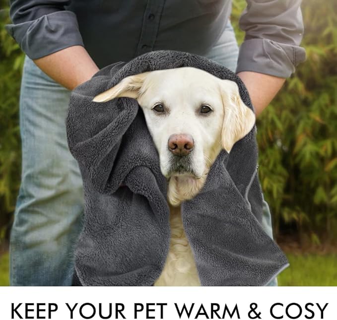 KinHwa Dog Towel Super Absorbent Pet Bath Towel Microfiber Dog Drying Towel for Small, Medium, Large Dogs and Cats 30inch x 50inch Dark-Gray