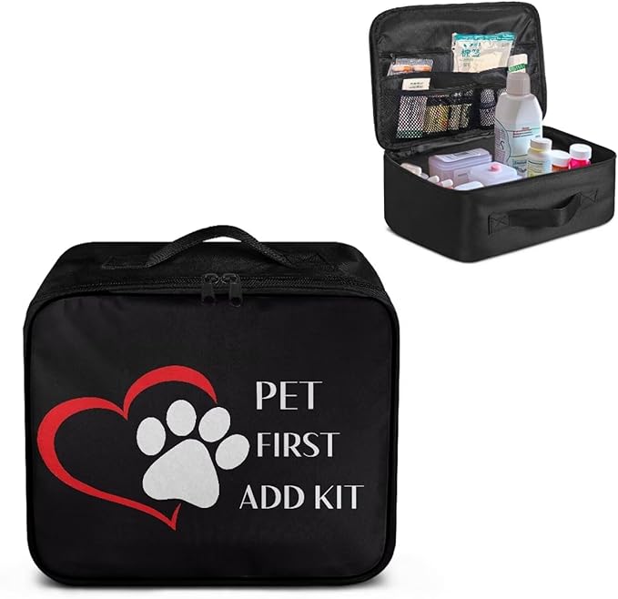 First Aid Kit Bag Pet Paw Hearts Print Empty Medic Bag for Pet Friendly Households and Outdoor Adventures Featuring Wear Resistant Material Breathable Construction Easy Access