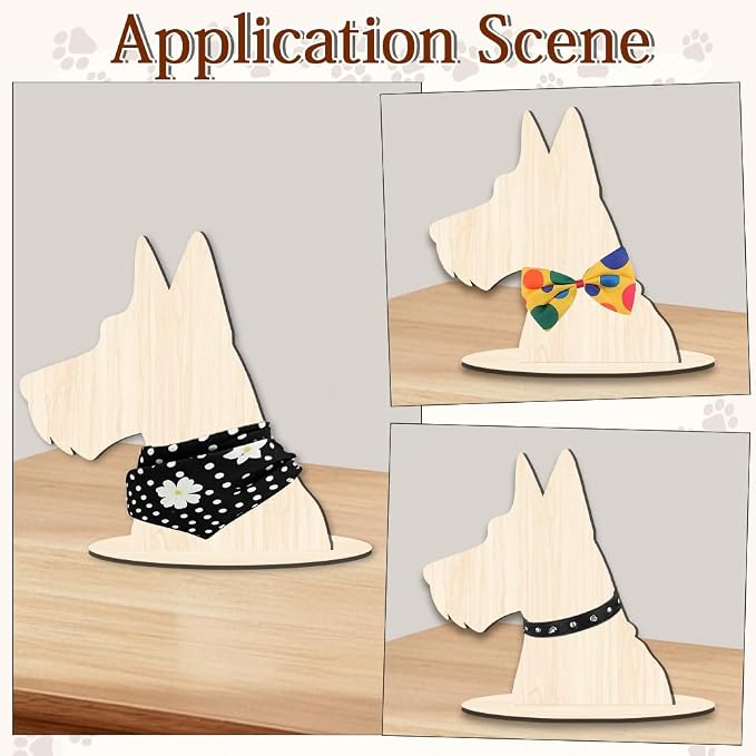 Dog Mannequin for Clothing Scarf Bandana 11.8 x 11.5 x 0.2 Inch Dog Display Stand Wooden Pet Silhouette Display Stand for Pet Stores Shops Window Show Photography Prop Home Decorations