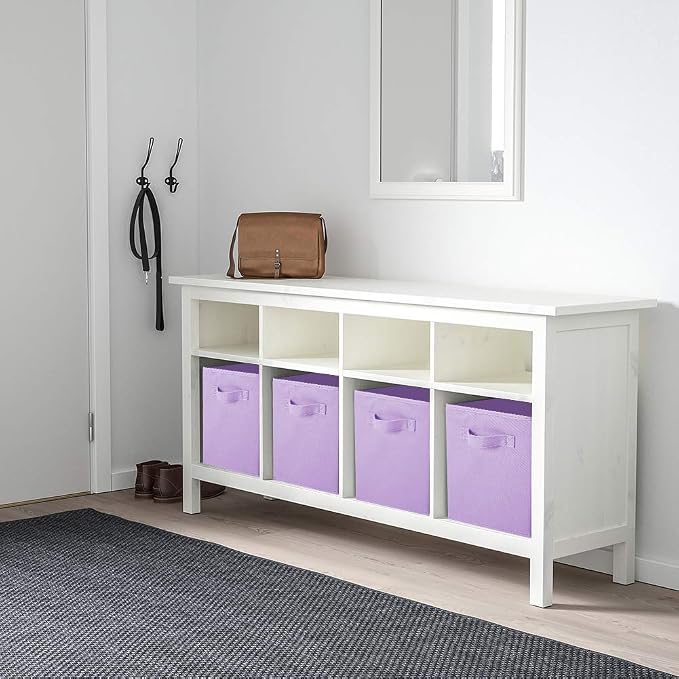 PowerKing Collapsible Storage Cubes, Farbic Storage Bins, Purple, 6 Pack | Sturdy, Lightweight, Easy Pull Handle, Closet & Shelf Organizer, Clothes and Toys Storage, 10.5'' x 11'' x 10.5''