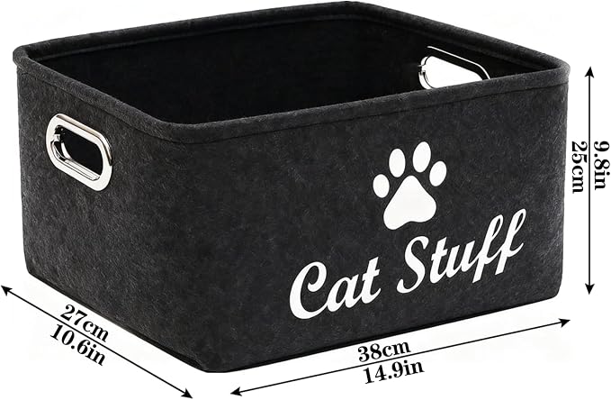 Cat Toy Bin Box Basket Storage container，Pet Toy Basket Bin Box For Cat Toys，Cat Toy Baskets With Metal Handles